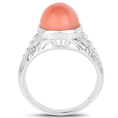 6.00 Carat Genuine Peach Moonstone .925 Sterling Silver Ring by Bids.com