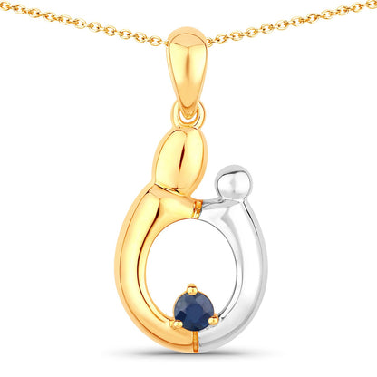 0.19 Carat Genuine Blue Sapphire .925 Sterling Silver Pendant by Bids.com