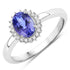 0.86 Carat Genuine Tanzanite and White Diamond 14K White Gold Ring  DestGlow