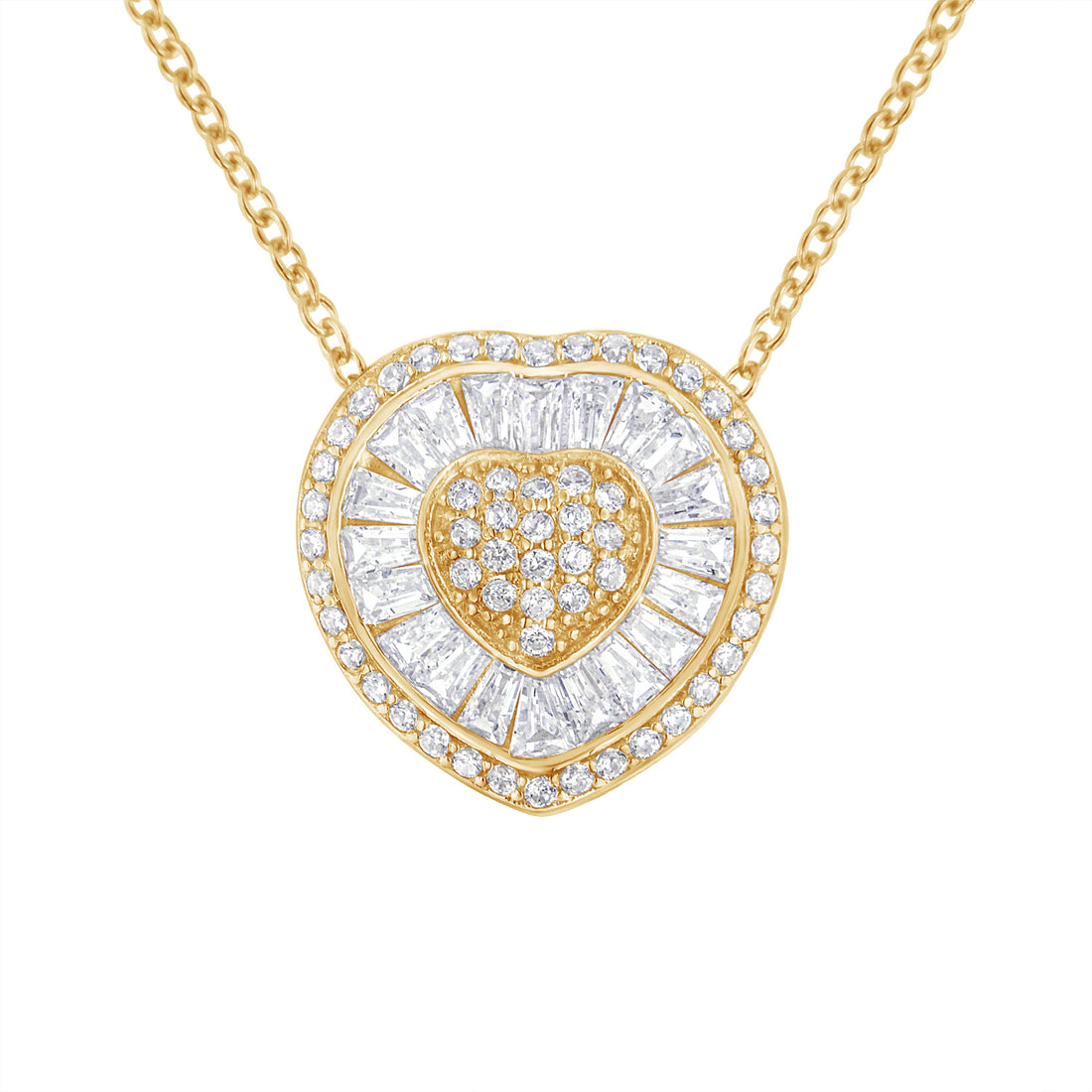 10KT Yellow Gold Diamond Heart Pendant Necklace (1/2 cttw, H-I Color, I1-I2 Clarity) by Bids.com