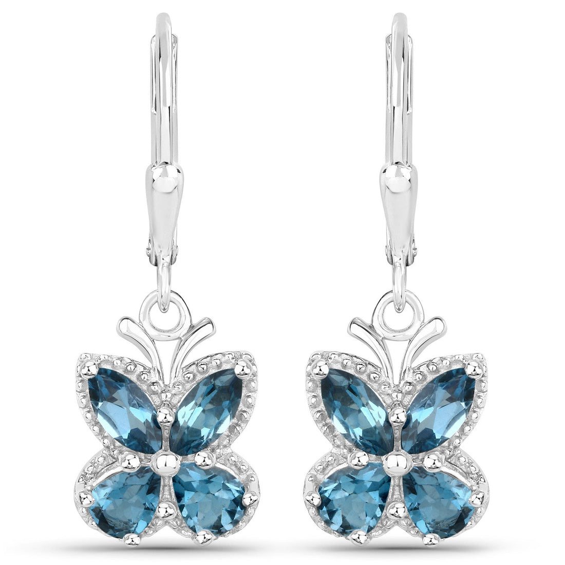 2.32 Carat Genuine London Blue Topaz .925 Sterling Silver Earrings by Bids.com