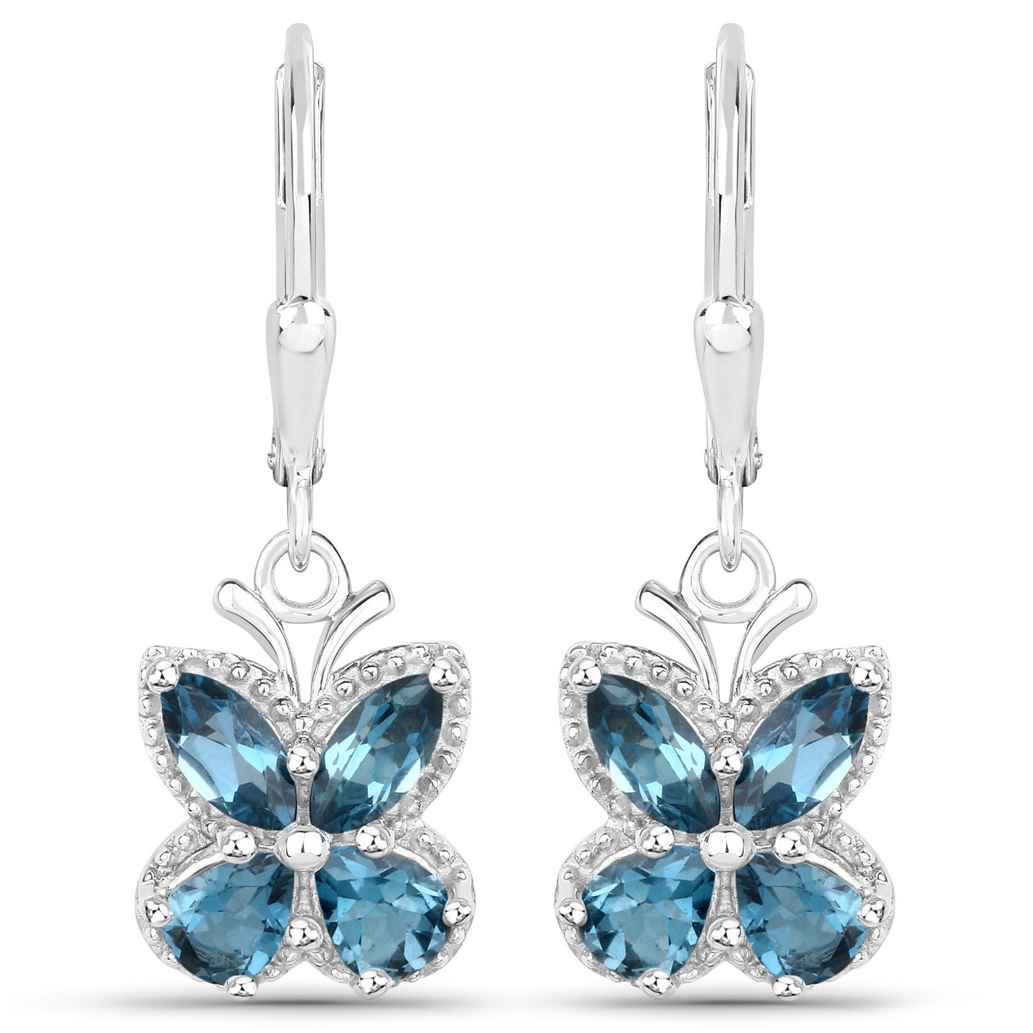 2.32 Carat Genuine London Blue Topaz .925 Sterling Silver Earrings by Bids.com
