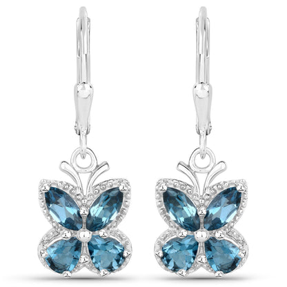 2.32 Carat Genuine London Blue Topaz .925 Sterling Silver Earrings by Bids.com