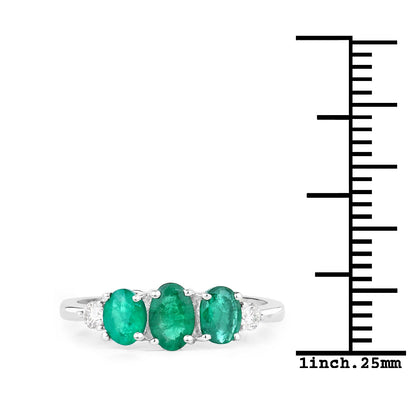 1.14 Carat Genuine Zambian Emerald and White Diamond 14K White Gold Ring by Bids.com