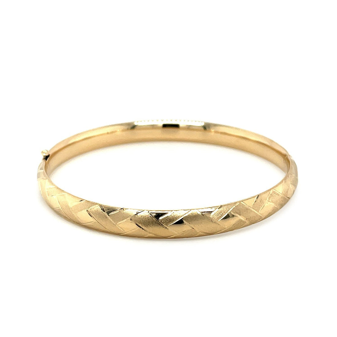 14k Yellow Gold Domed Bangle with a Weave Motif by Bids.com
