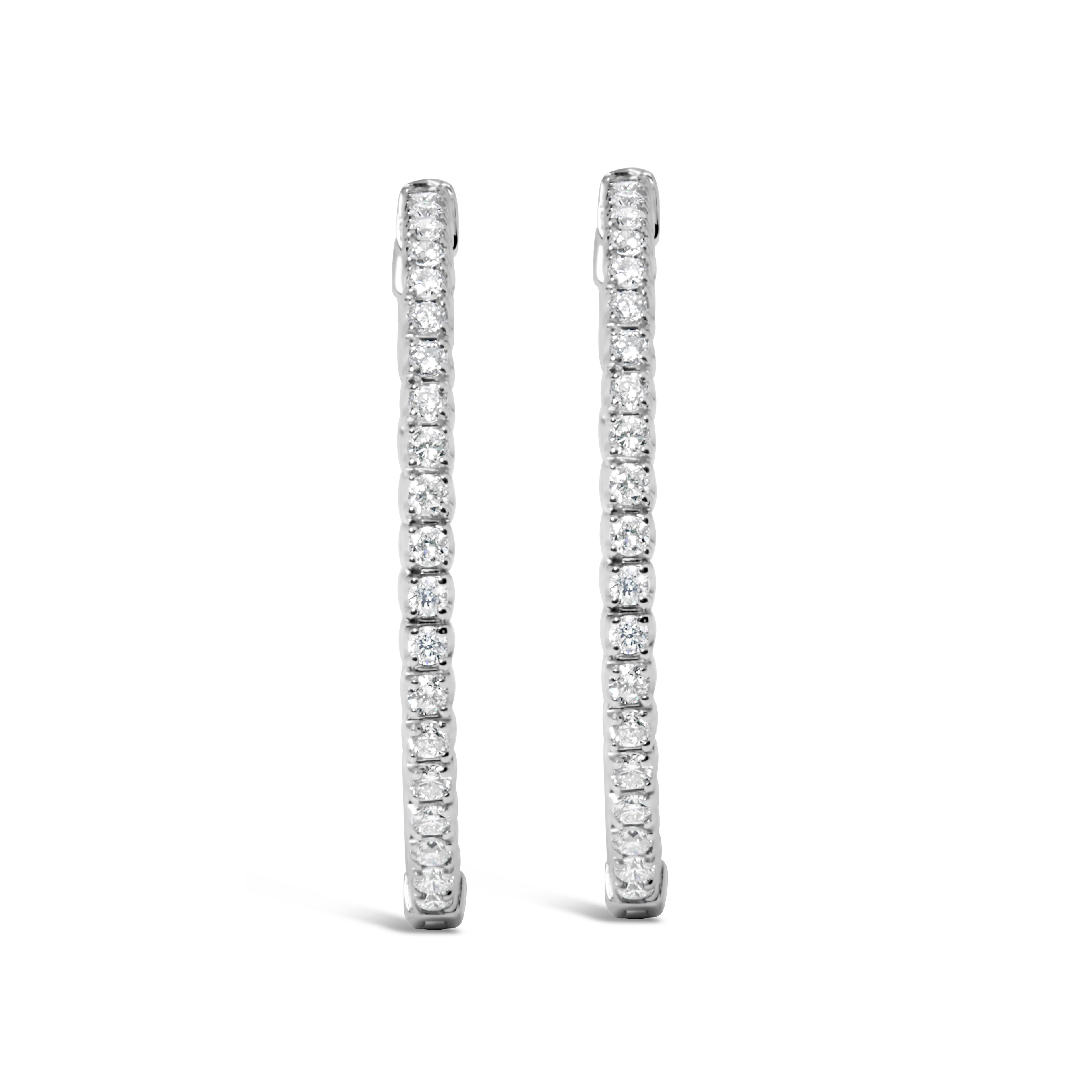 14K White Gold 1 3/4 Cttw Lab Grown Diamond Inside Out Hoop Earrings (G-H Color, VS2-SI1 Clarity) by Bids.com