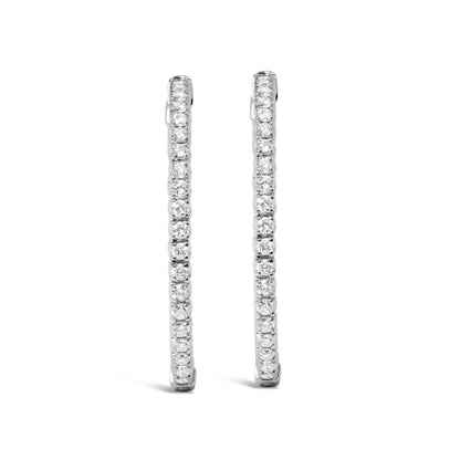 14K White Gold 1 3/4 Cttw Lab Grown Diamond Inside Out Hoop Earrings (G-H Color, VS2-SI1 Clarity) by Bids.com
