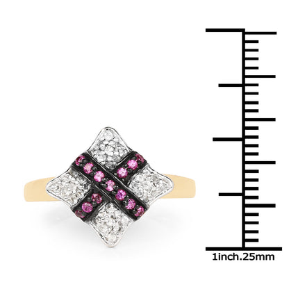 14K Yellow Gold Plated 0.57 Carat Genuine Ruby and White Cubic Zirconia .925 Sterling Silver Ring by Bids.com