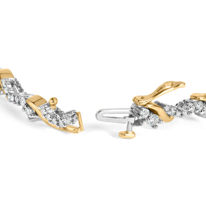 10K Yellow and White Gold 2.00 Cttw Diamond "S" Link 7" Bracelet (H-I Color, I2-I3 Clarity) by Bids.com
