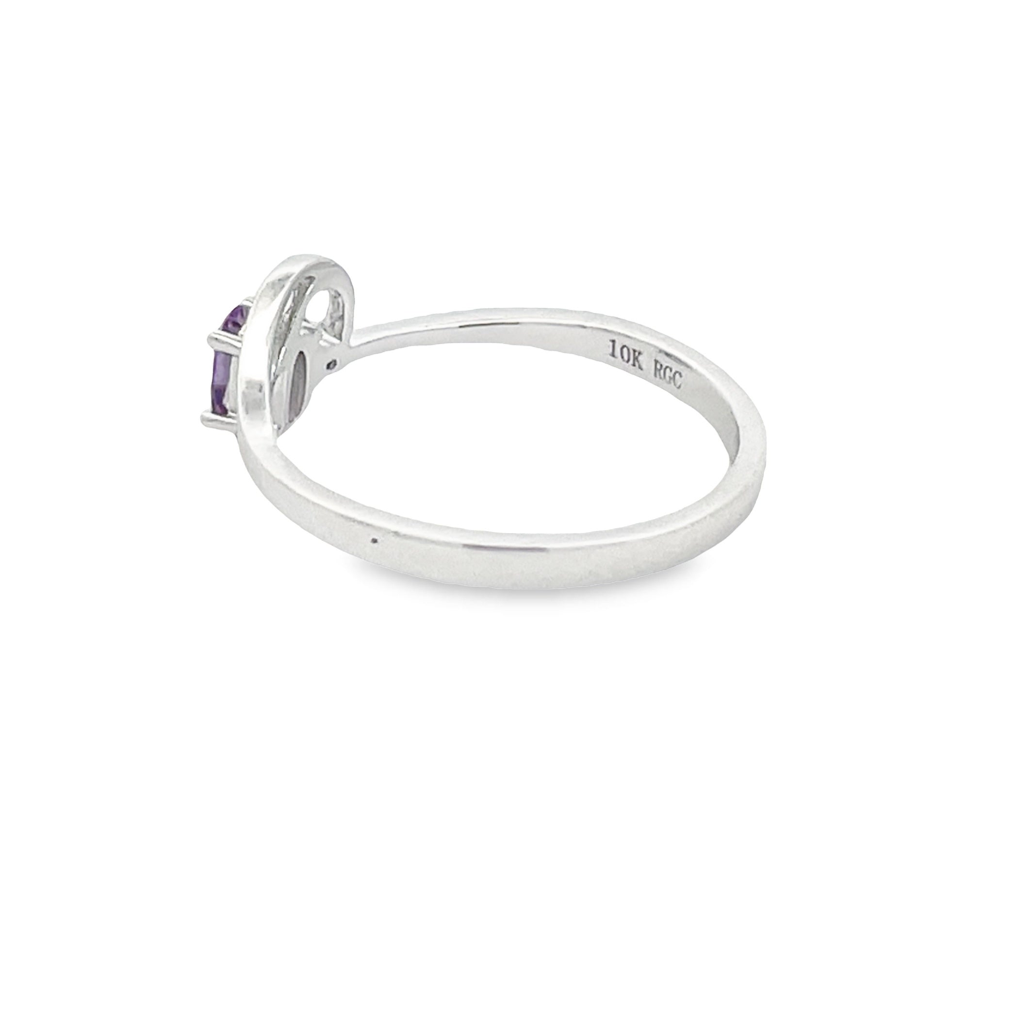 Natural .02ct Amethyst Diamond Ring 10KT White Gold by Bids.com