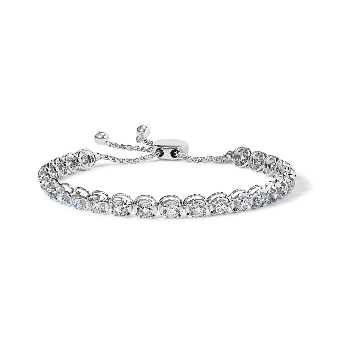 14K White Gold 6.00 Cttw Diamond 4â€-10â€ Adjustable Bolo Tennis Bracelet (I-J Color, I1-I2 Clarity)  DestGlow