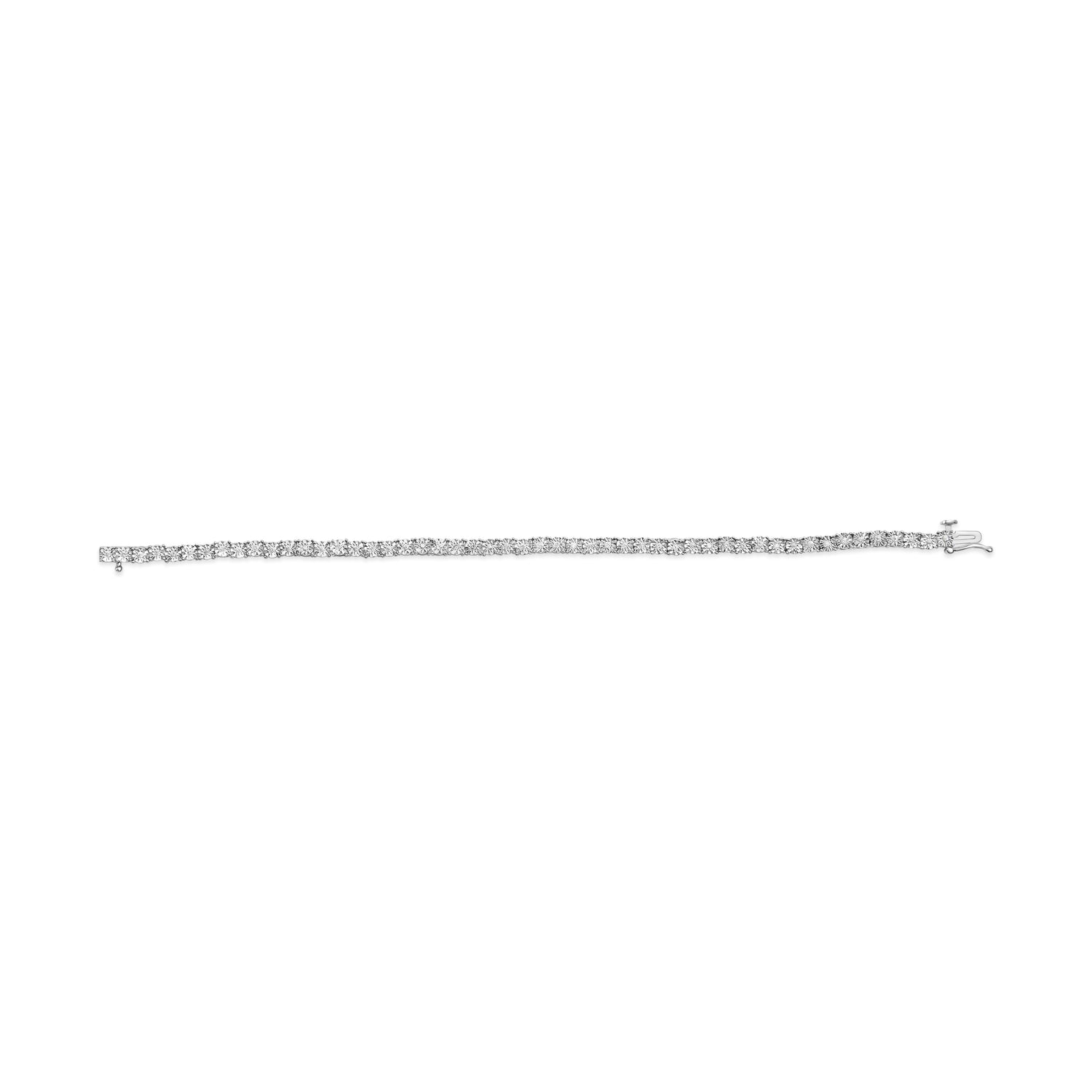 10K White Gold 1/2 Cttw Real Diamond Illusion-Set Miracle Plate Tennis Bracelet (I-J Color, SI2-I1 Clarity) - Size 7.5" by Bids.com
