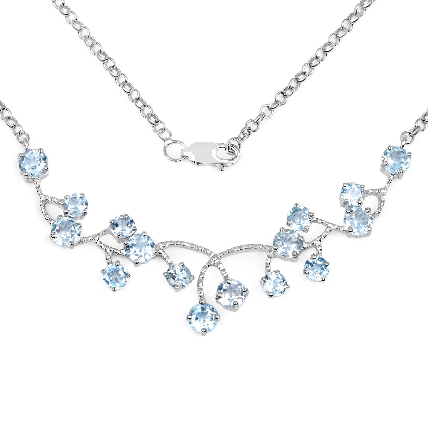7.36 Carat Genuine Blue Topaz .925 Sterling Silver Necklace  DestGlow