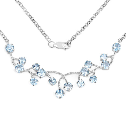 7.36 Carat Genuine Blue Topaz .925 Sterling Silver Necklace  DestGlow