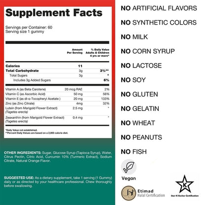 Zeaxanthin & Lutein Eye Vitamins Gummies - Eye Health Support for Adults & Kids