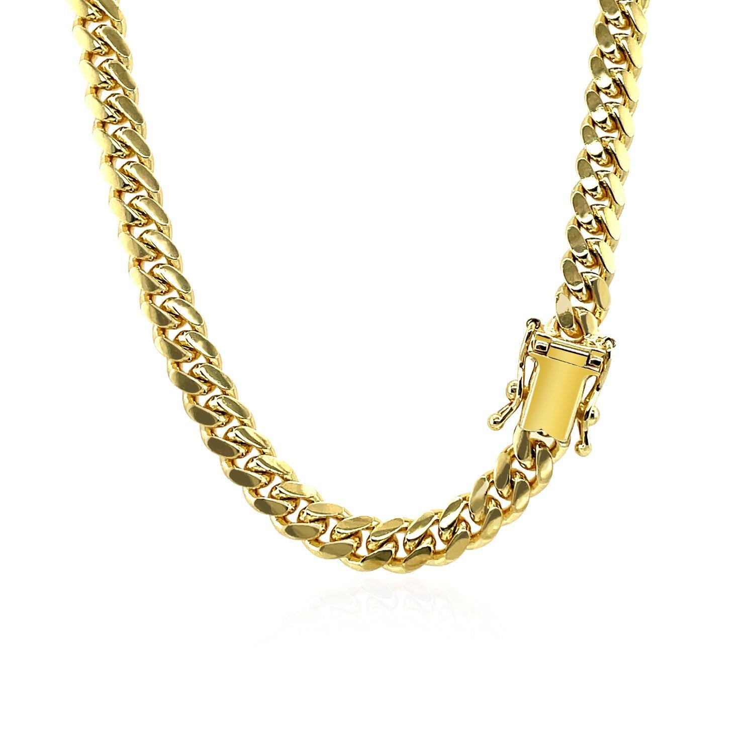 5.0mm 14k Yellow Gold Classic Miami Cuban Solid Chain by Bids.com