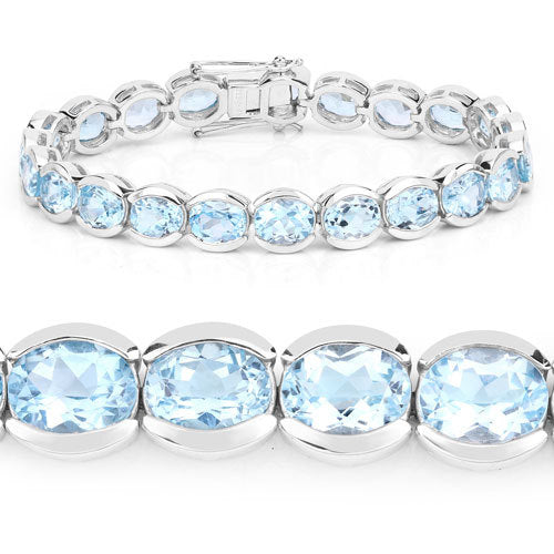 44.00 Carat Genuine Blue Topaz .925 Sterling Silver Bracelet by Bids.com