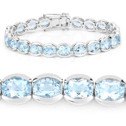 44.00 Carat Genuine Blue Topaz .925 Sterling Silver Bracelet by Bids.com