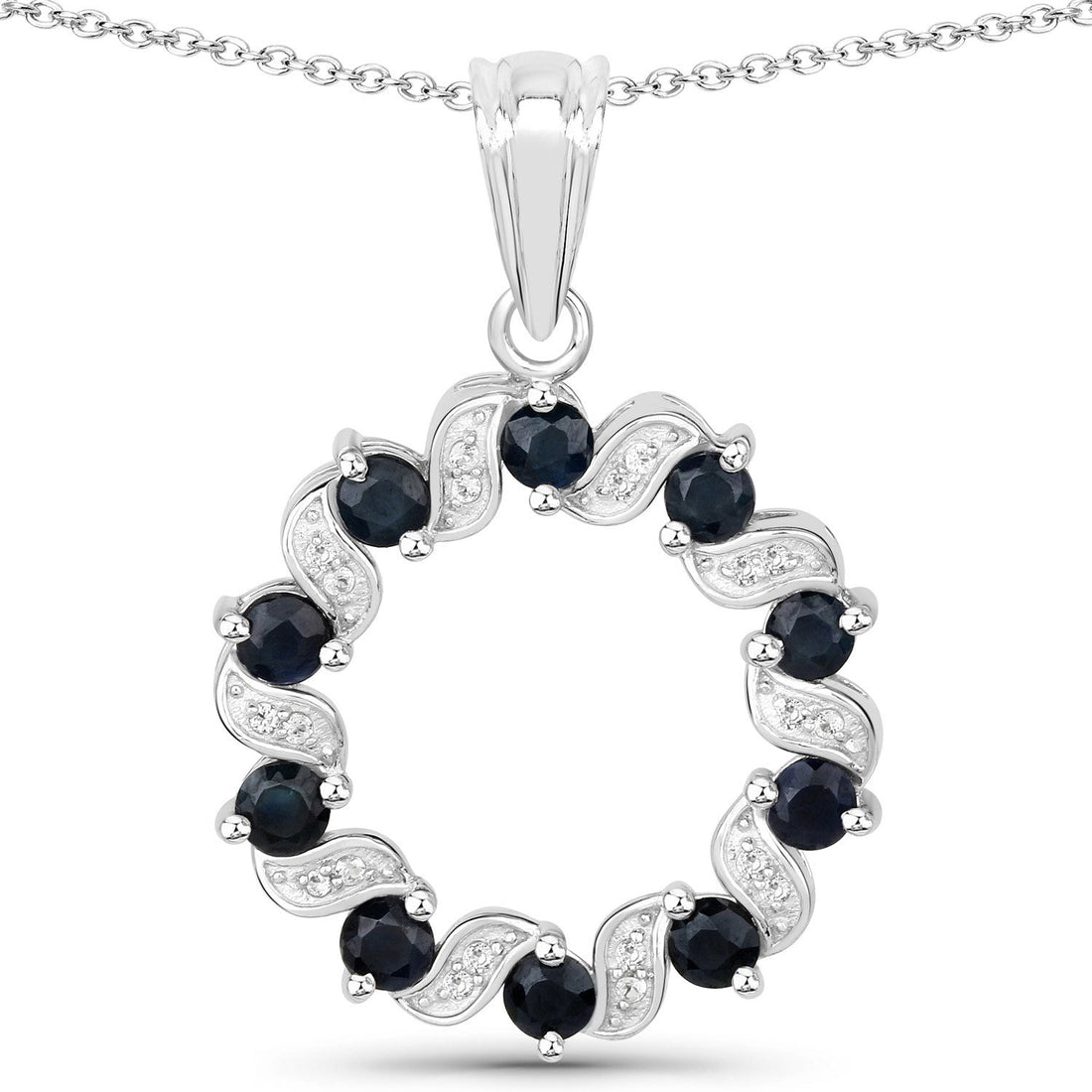 1.30 Carat Genuine Blue Sapphire and White Topaz .925 Sterling Silver Pendant by Bids.com