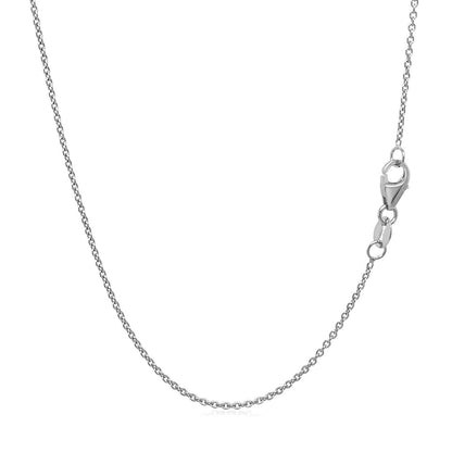 14k White Gold Round Cable Link Chain 1.1mm by Bids.com