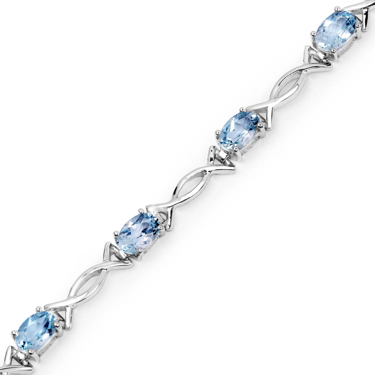 5.10 Carat Genuine Blue Topaz .925 Sterling Silver Bracelet  DestGlow