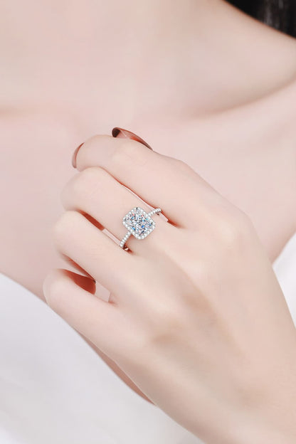 2 Carat Radiant-Cut Sparkala™ 925 Rhodium Over Sterling Silver Halo Ring by Sparkala