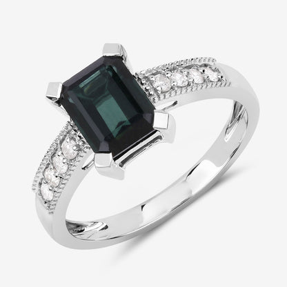1.91 Carat Genuine Green Tourmaline and White Diamond 14K White Gold Ring by Bids.com