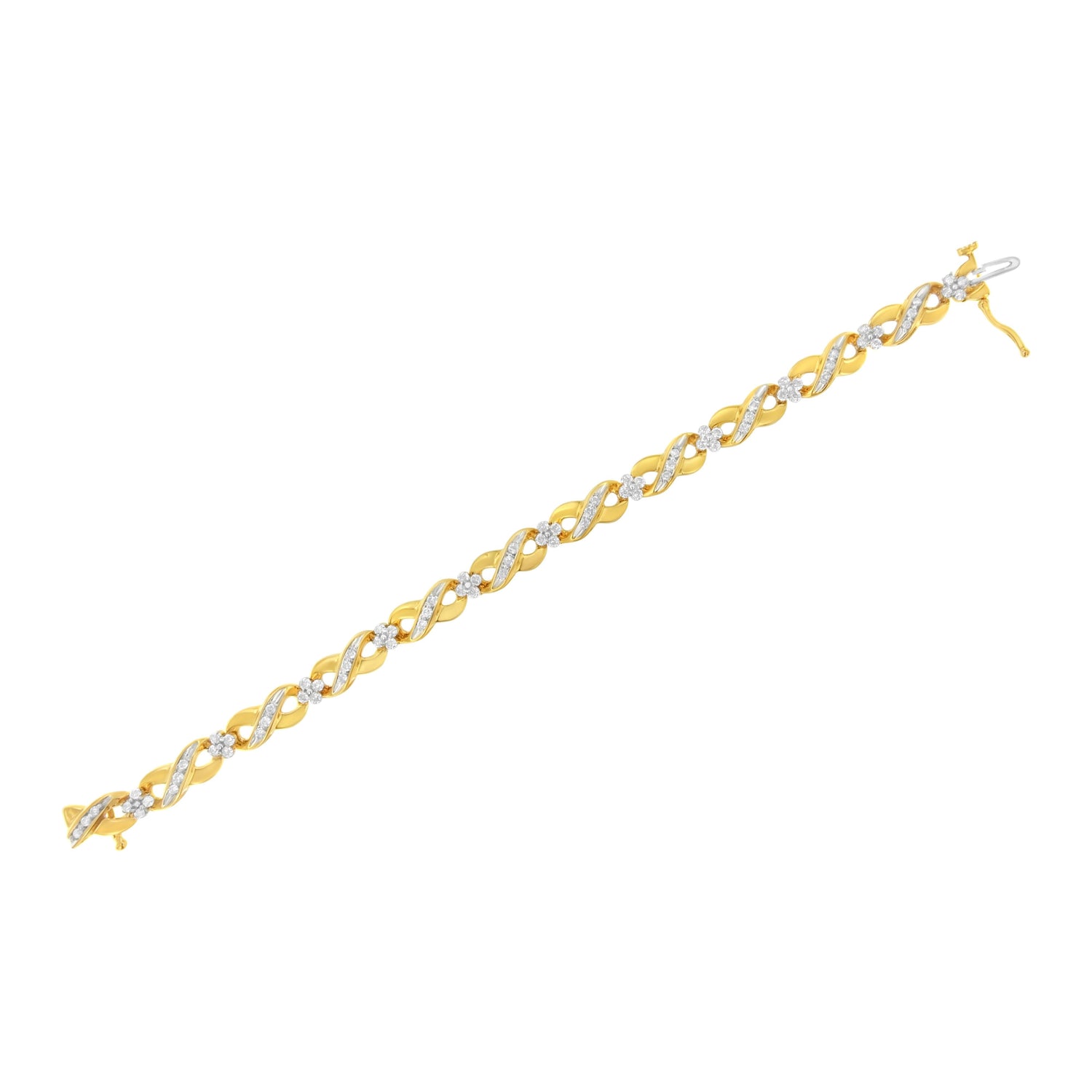 10K Yellow Gold Round-Cut Diamond Infinite Love Bracelet (1.00 cttw, I-J Color, I2-I3 Clarity) by Bids.com