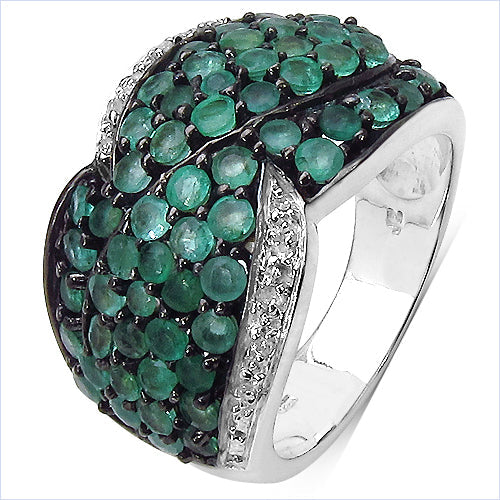 2.28 Carat Genuine Emerald &amp; White Topaz .925 Sterling Silver Ring by Bids.com