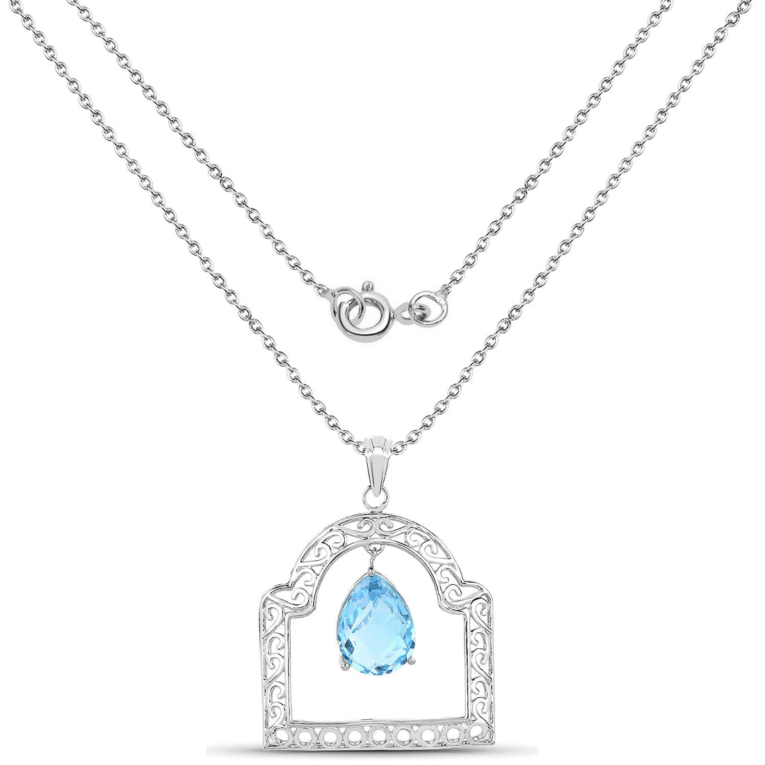10.50 Carat Genuine Swiss Blue Topaz .925 Sterling Silver Pendant by Bids.com