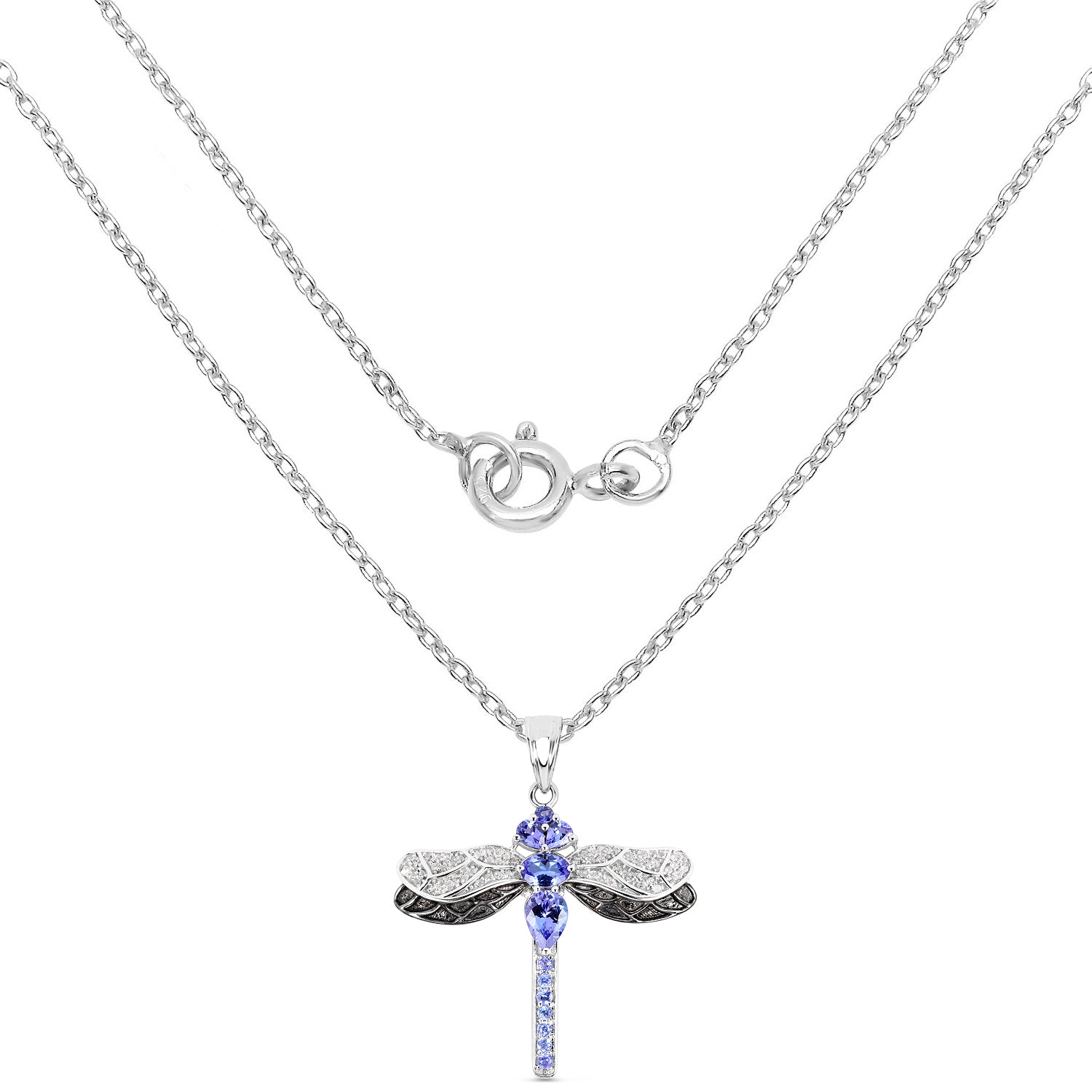 1.93 Carat Genuine Tanzanite and White Topaz .925 Sterling Silver Pendant by Bids.com