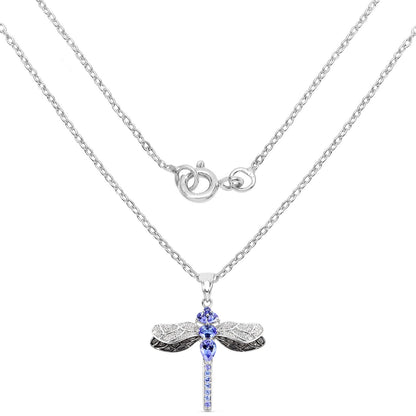 1.93 Carat Genuine Tanzanite and White Topaz .925 Sterling Silver Pendant by Bids.com