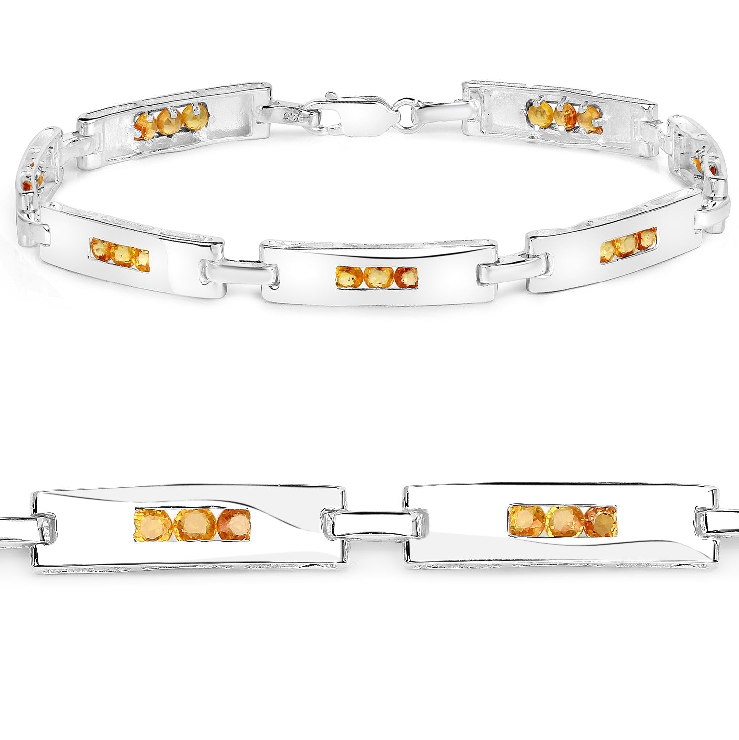 2.52 Carat Genuine Yellow Sapphire .925 Sterling Silver Bracelet  DestGlow