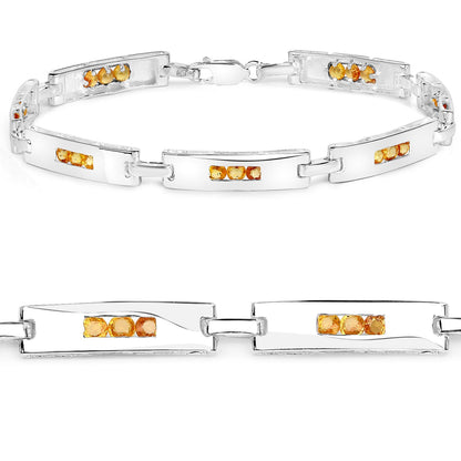 2.52 Carat Genuine Yellow Sapphire .925 Sterling Silver Bracelet  DestGlow