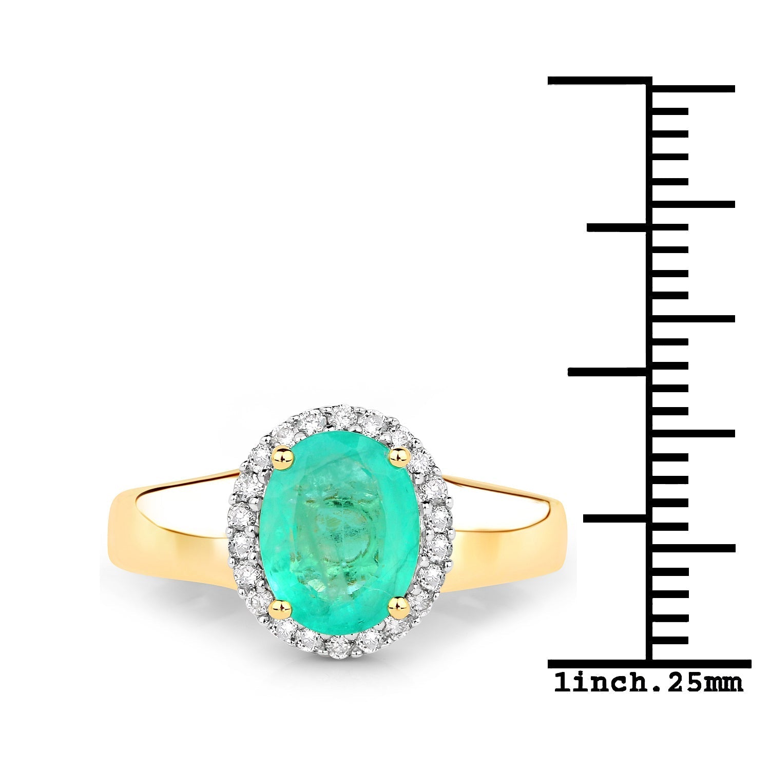 1.87 Carat Genuine Zambian Emerald and White Diamond 14K Yellow Gold Ring  DestGlow