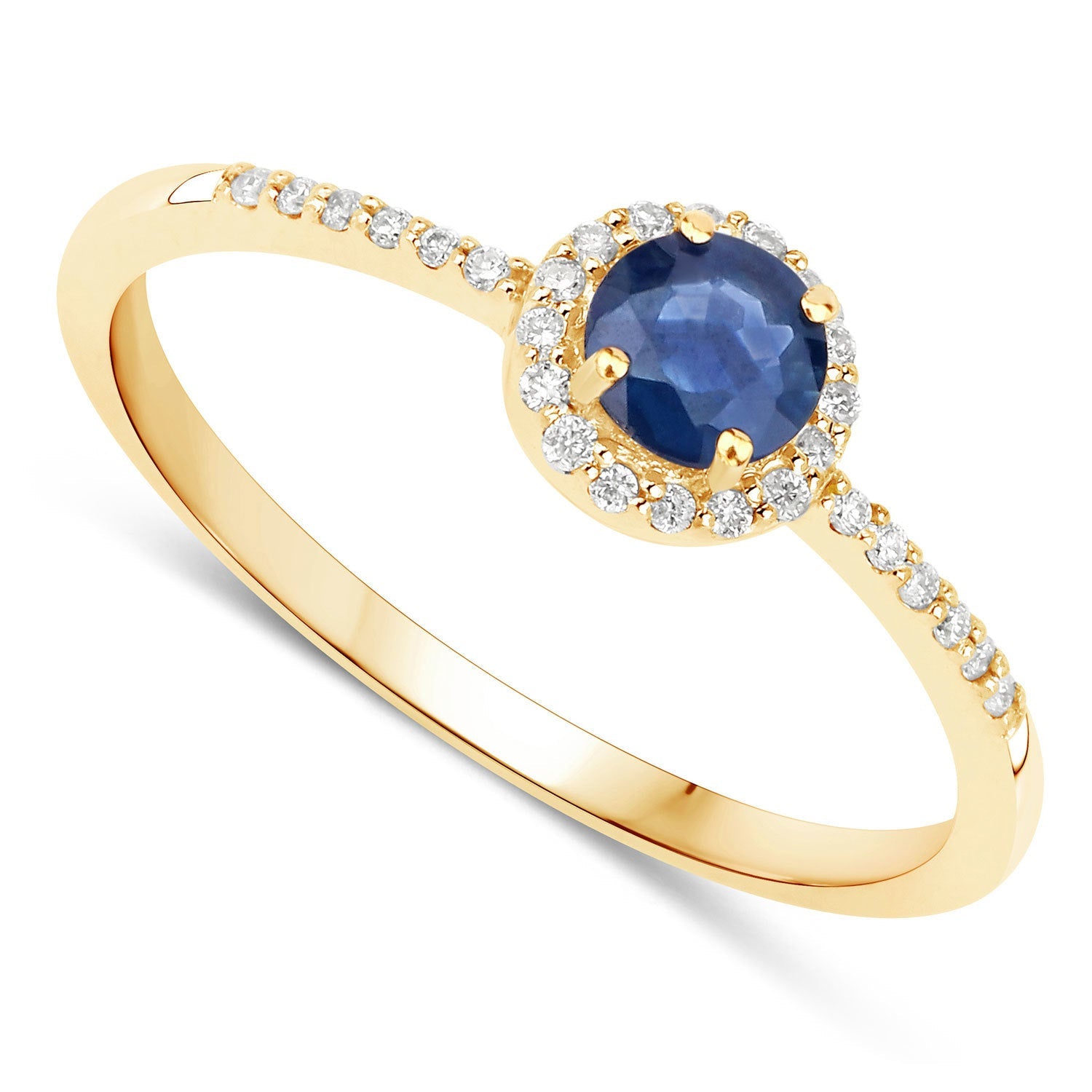 0.38 Carat Genuine Blue Sapphire and White Diamond 14K Yellow Gold Ring by Bids.com