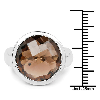 10.80 Carat Genuine Smoky Quartz .925 Sterling Silver Ring  DestGlow