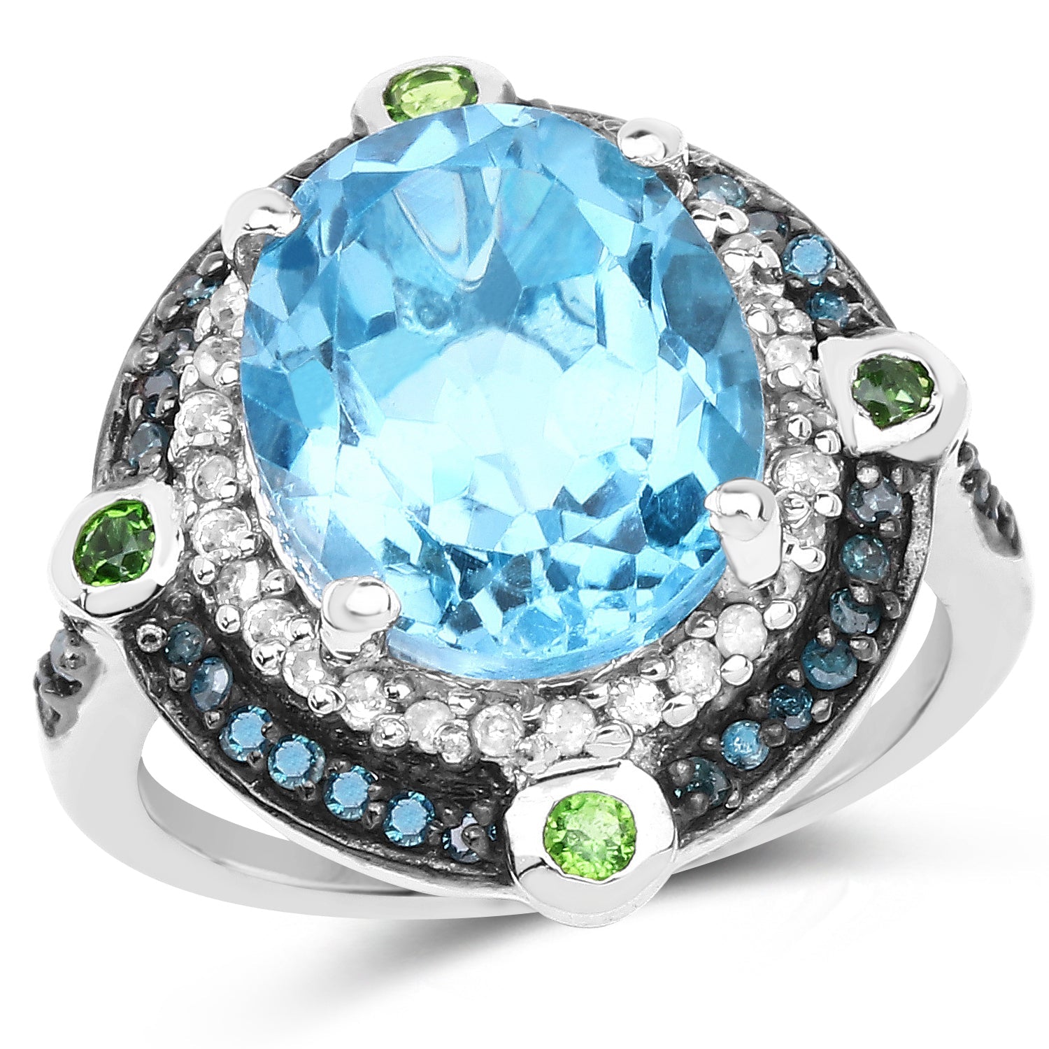 5.84 Carat Genuine Multi Stones .925 Sterling Silver Ring by Bids.com