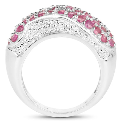 1.81 Carat Genuine Ruby and White Zircon .925 Sterling Silver Ring by Bids.com