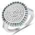 0.74 Carat Genuine White Diamond and Green Diamond .925 Sterling Silver Ring by Bids.com