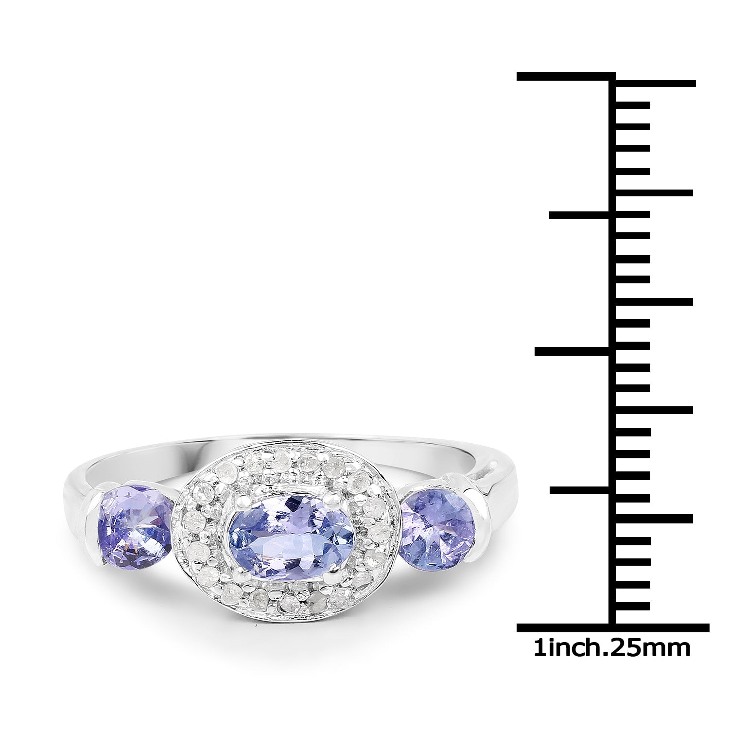 1.00 Carat Genuine Tanzanite and White Topaz .925 Sterling Silver Ring by Bids.com