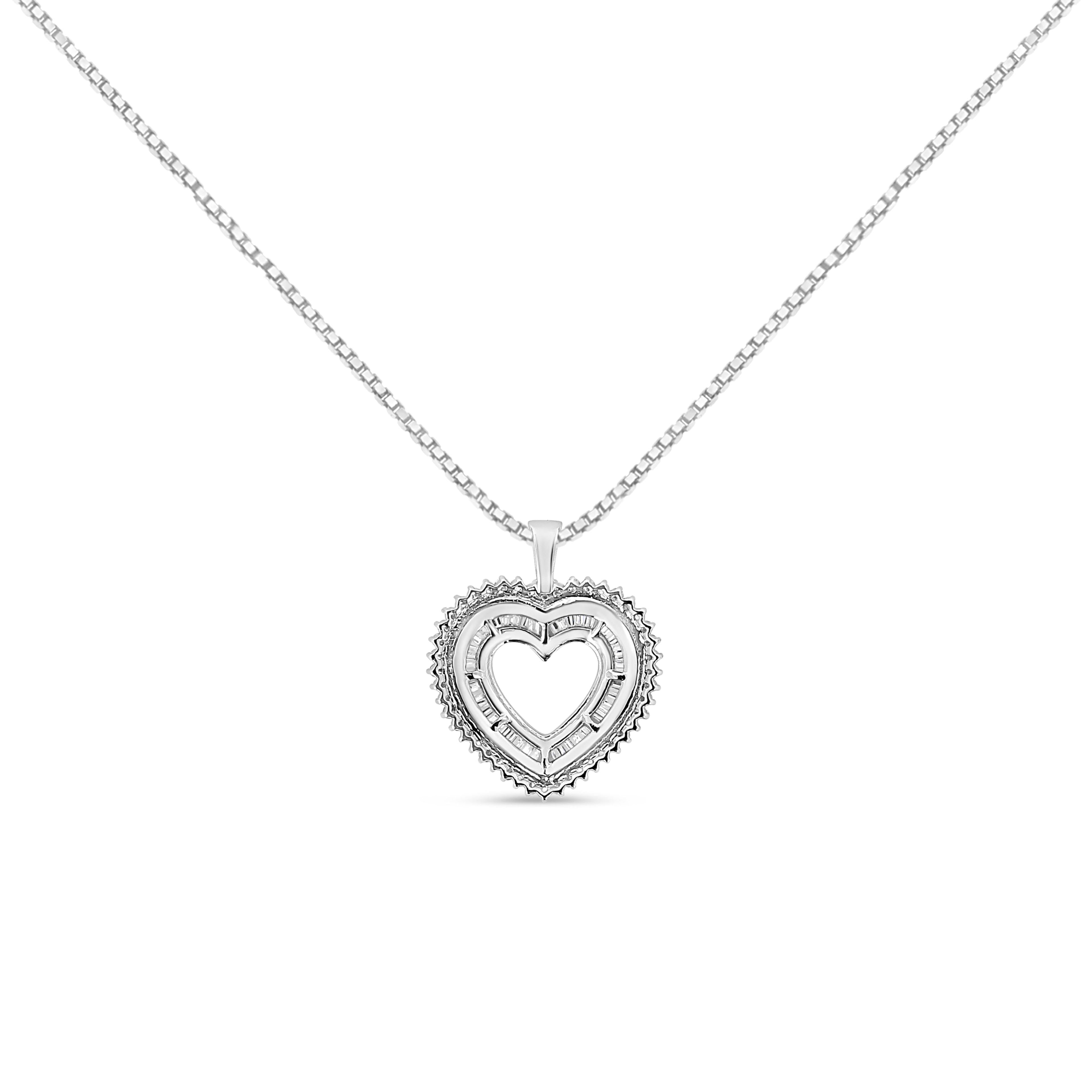 .925 Sterling Silver 1.0 Ctw Diamond Shadow Open Heart Halo 18" Pendant Necklace (I-J Color, I1-I2 Clarity) by Bids.com