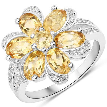 7.92 Carat Genuine Citrine and White Topaz .925 Sterling Silver 3 Piece Jewelry Set (Ring, Earrings, and Pendant w/ Chain) by Bids.com
