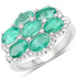 3.33 Carat Genuine Zambian Emerald and White Zircon .925 Sterling Silver Ring by Bids.com