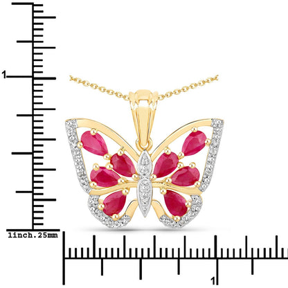 2.07 Carat Genuine Ruby and White Zircon .925 Sterling Silver Pendant  DestGlow