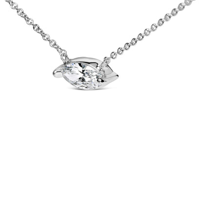 14K White Gold 1/2 Cttw Marquise Lab-Grown Diamond East West Solitaire 18" Pendant Necklace (F-G Color, VS2-SI1 Clarity) by Bids.com