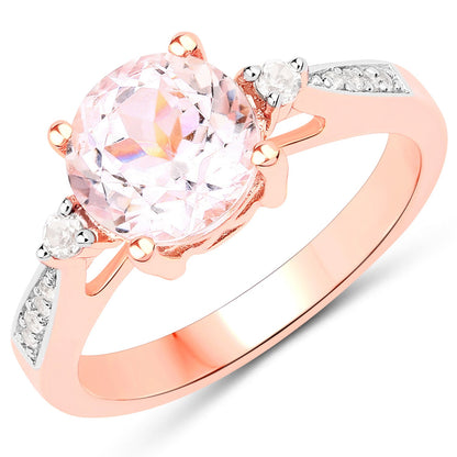 2.73 Carat Genuine Kunzite and White Topaz .925 Sterling Silver Ring by Bids.com