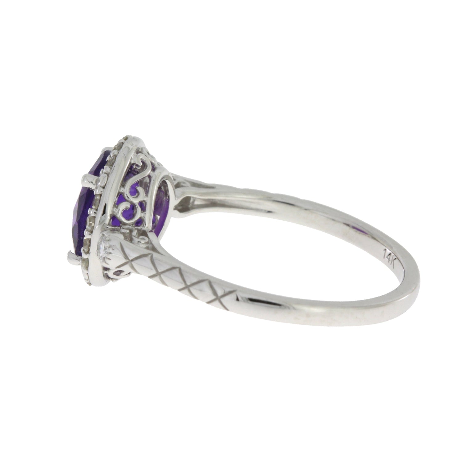 Genuine 2.07ct Amethyst Diamond Ring 14KT White Gold by Bids.com