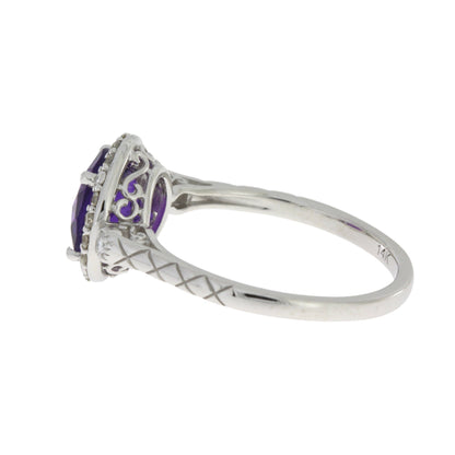 Genuine 2.07ct Amethyst Diamond Ring 14KT White Gold by Bids.com