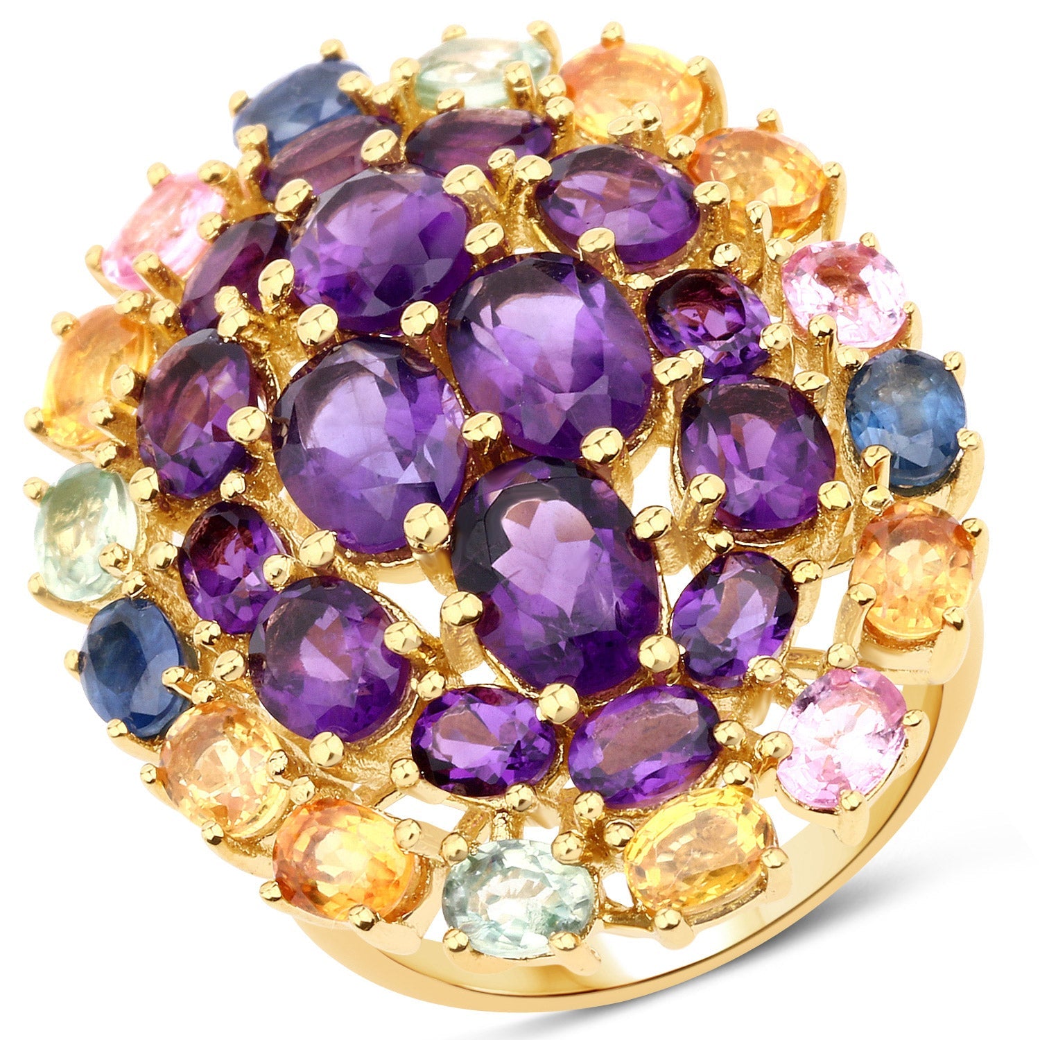 9.04 Carat Genuine Multi Stones .925 Sterling Silver Ring by Bids.com